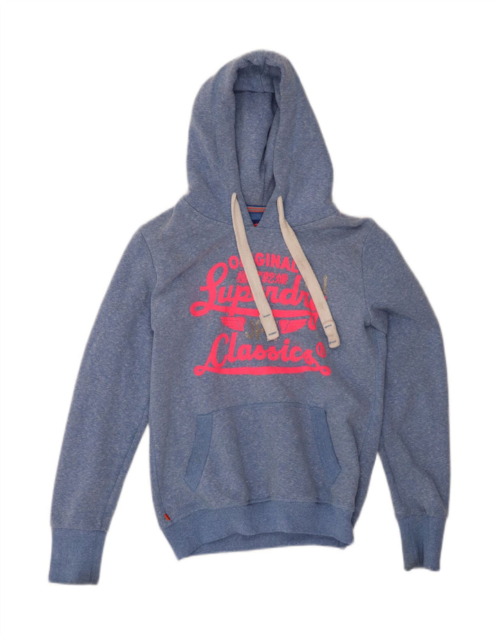 Superdry Pull à capuche graphique pour femme UK 12 Bleu moyen Polyester