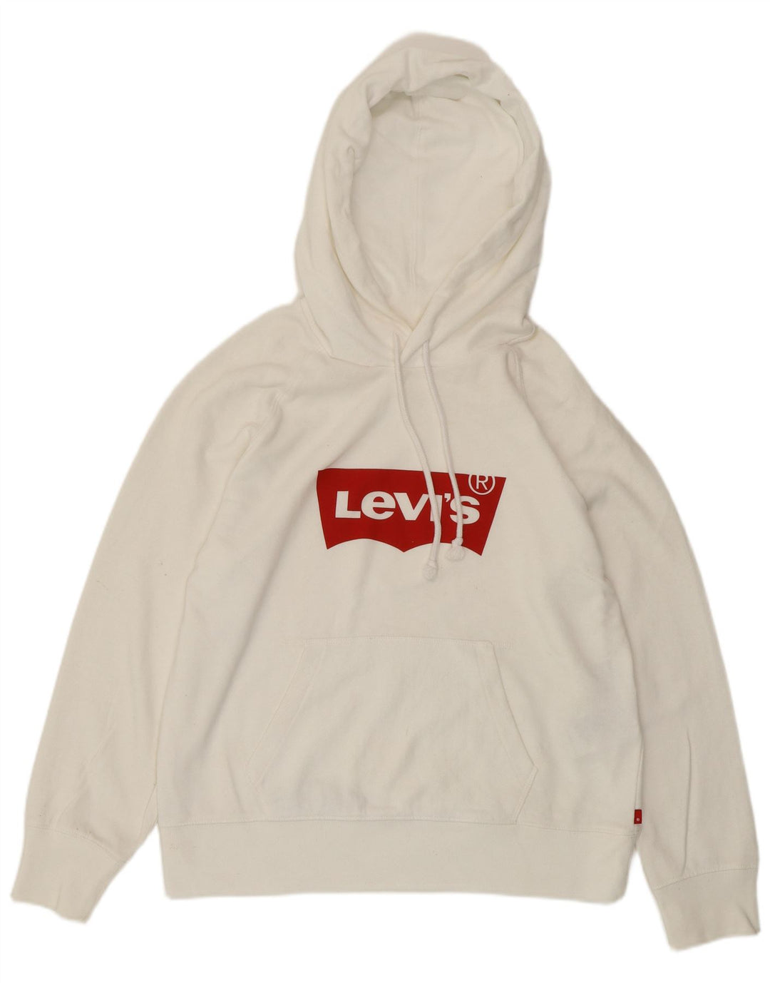 LEVI'S Pull à capuche surdimensionné graphique pour femme UK 10 Petit coton blanc