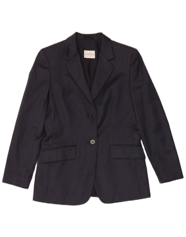 MISSTWIDD Veste Blazer 2 Boutons Femme IT 40 Petite Laine Vierge Bleu Marine