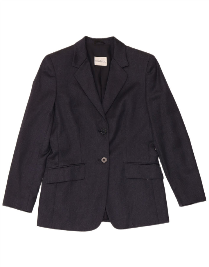 MISSTWIDD Veste Blazer 2 Boutons Femme IT 40 Petite Laine Vierge Bleu Marine