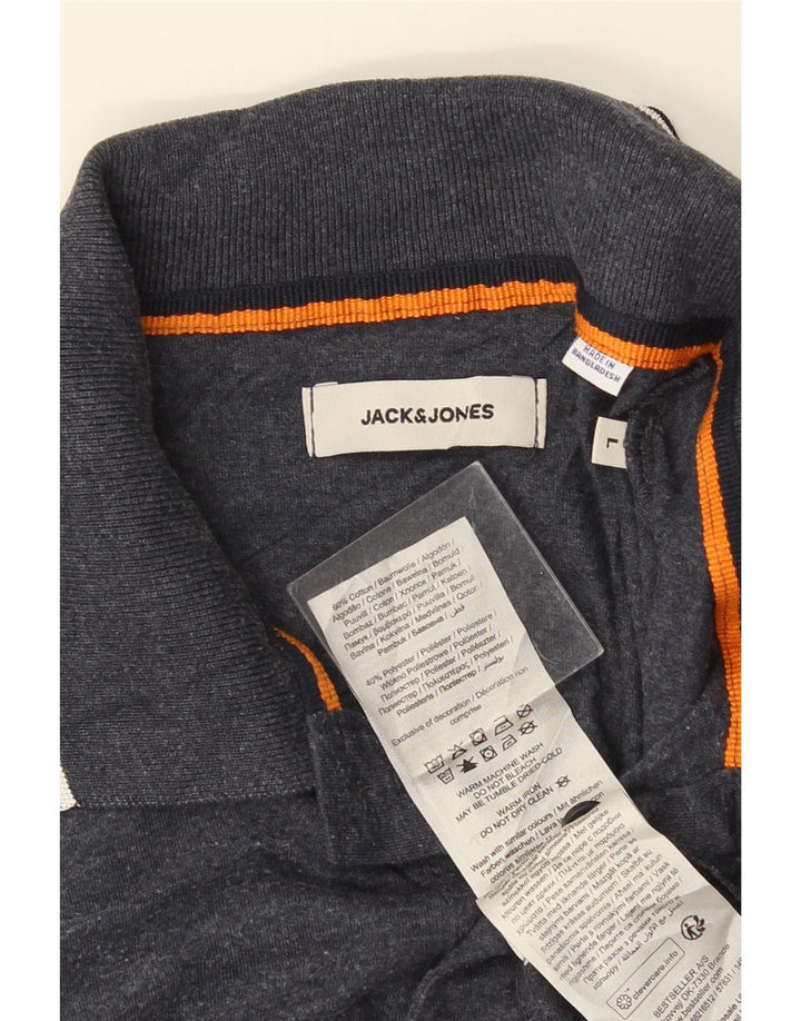 JACK & JONES Polo Homme Large Gris Rayé Coton