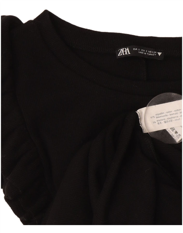 Zara Robe fourreau pour femme UK 10 Petit coton noir