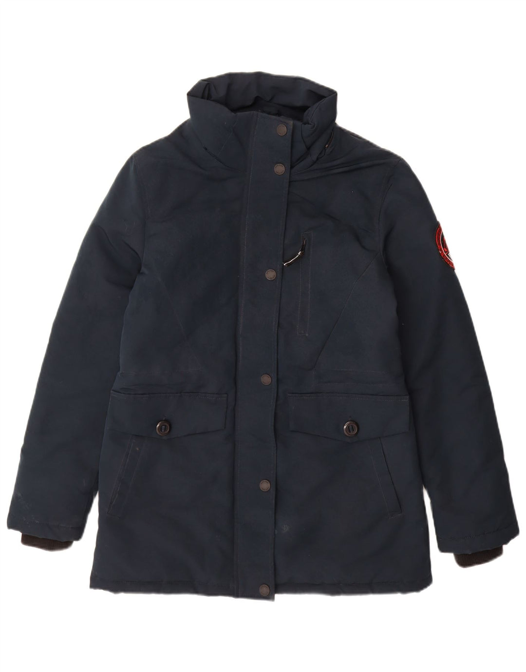 Superdry Veste matelassée à capuche pour femme UK 10 Small Bleu marine Polyester