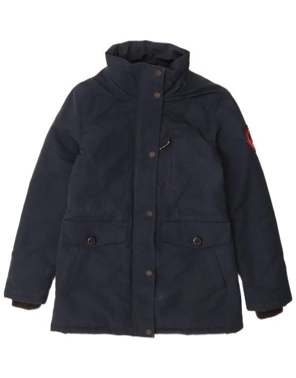 Superdry Veste matelassée à capuche pour femme UK 10 Small Bleu marine Polyester