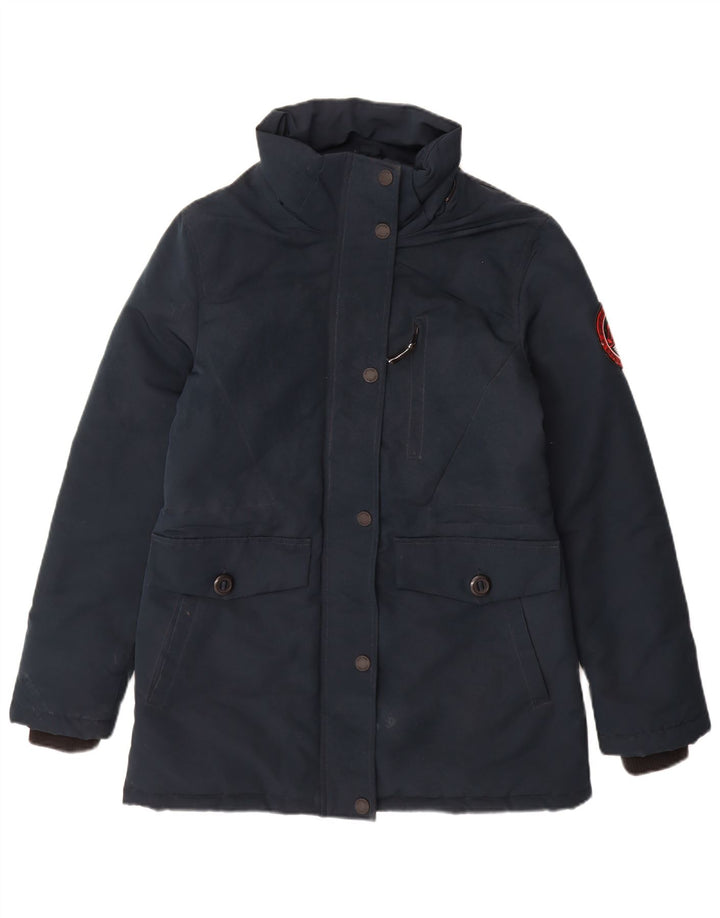 Superdry Veste matelassée à capuche pour femme UK 10 Small Bleu marine Polyester