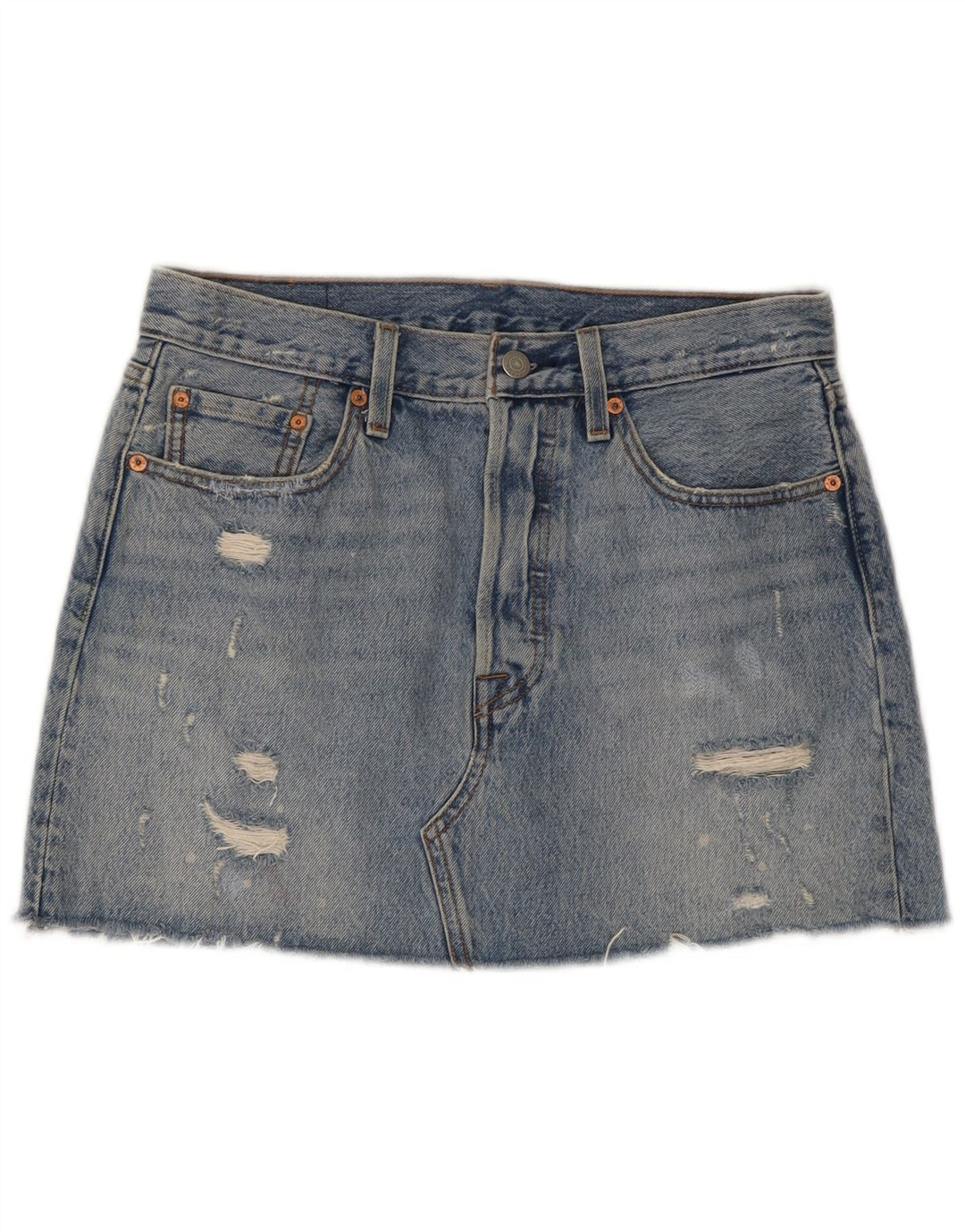 Levi's Mini Jupe En Jean Effet Déchiré W28 Femme Bleu Moyen Coton