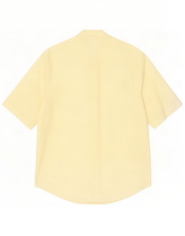 Benetton Chemise à manches courtes pour femme UK 44 Lin jaune moyen
