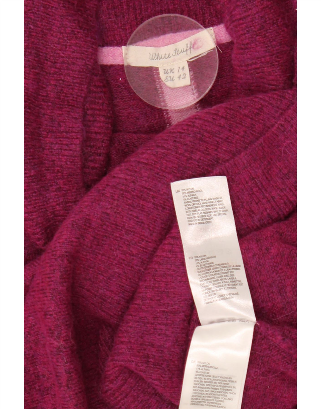 WHITE STUFF Pull col roulé pour femme UK 14 Large Violet Moucheté