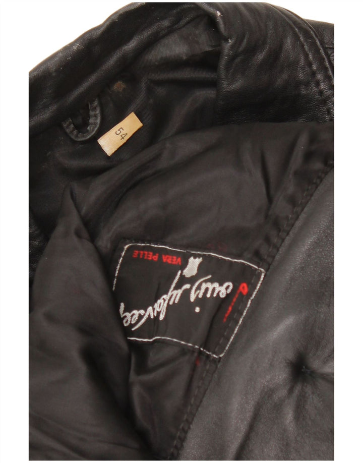manteau en cuir homme vintage UK 38 Cuir noir moyen