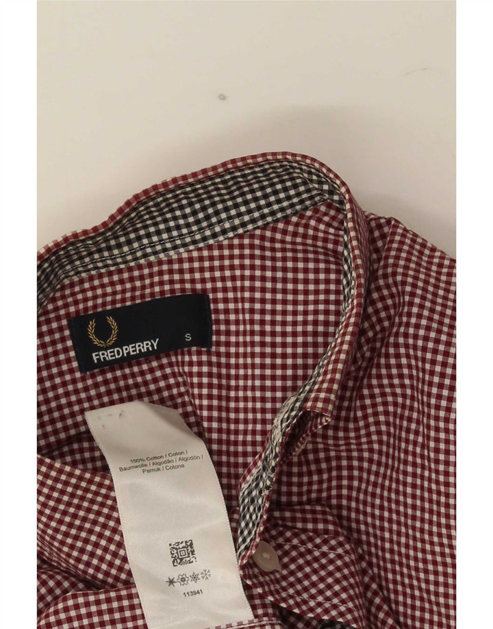 Fred Perry Chemise Homme Petit Coton Vichy Bordeaux
