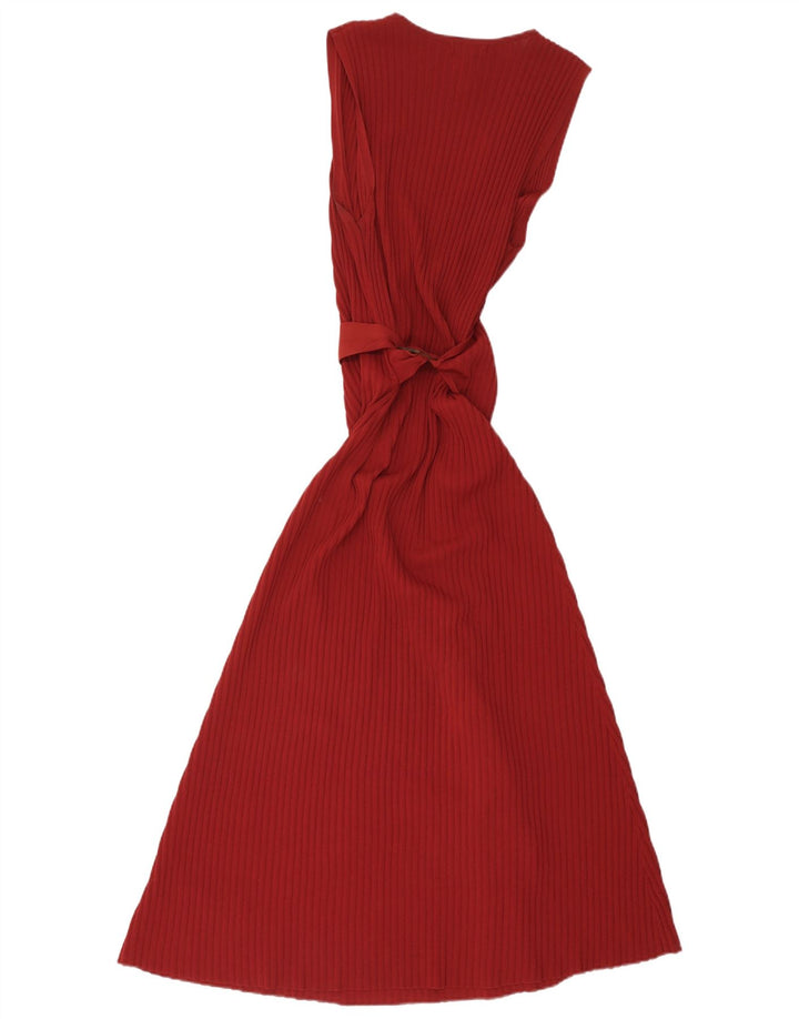 Massimo Dutti Robe longue sans manches pour femme UK 42 Viscose rouge moyen
