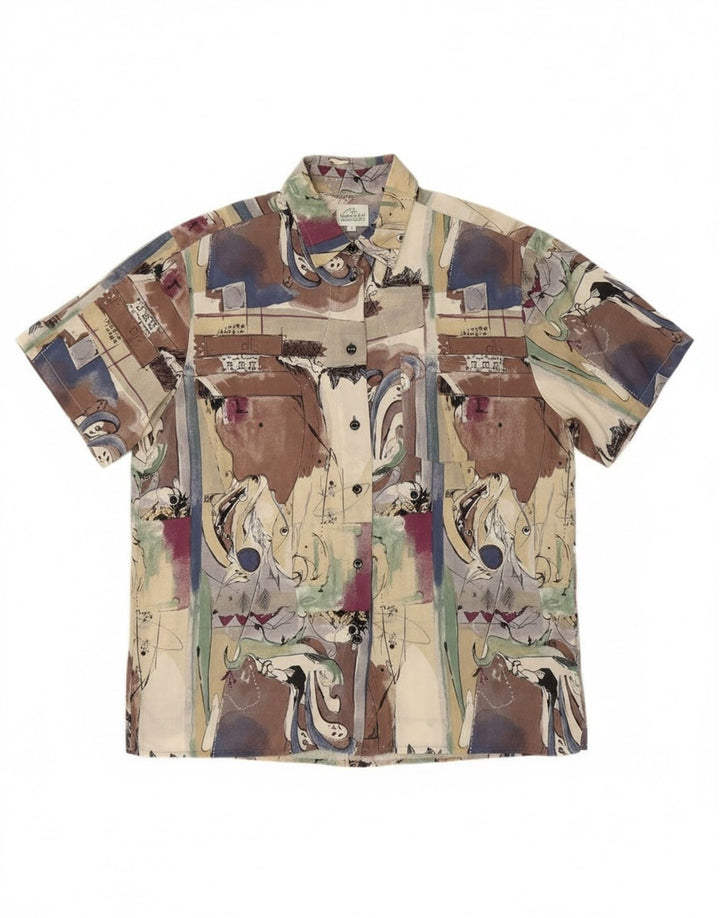 Vintage Femme Motif Abstrait Chemise À Manches Courtes Grand Multicolore