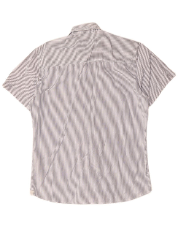 North Sails Chemise graphique à manches courtes pour homme en coton à fines rayures bleu moyen