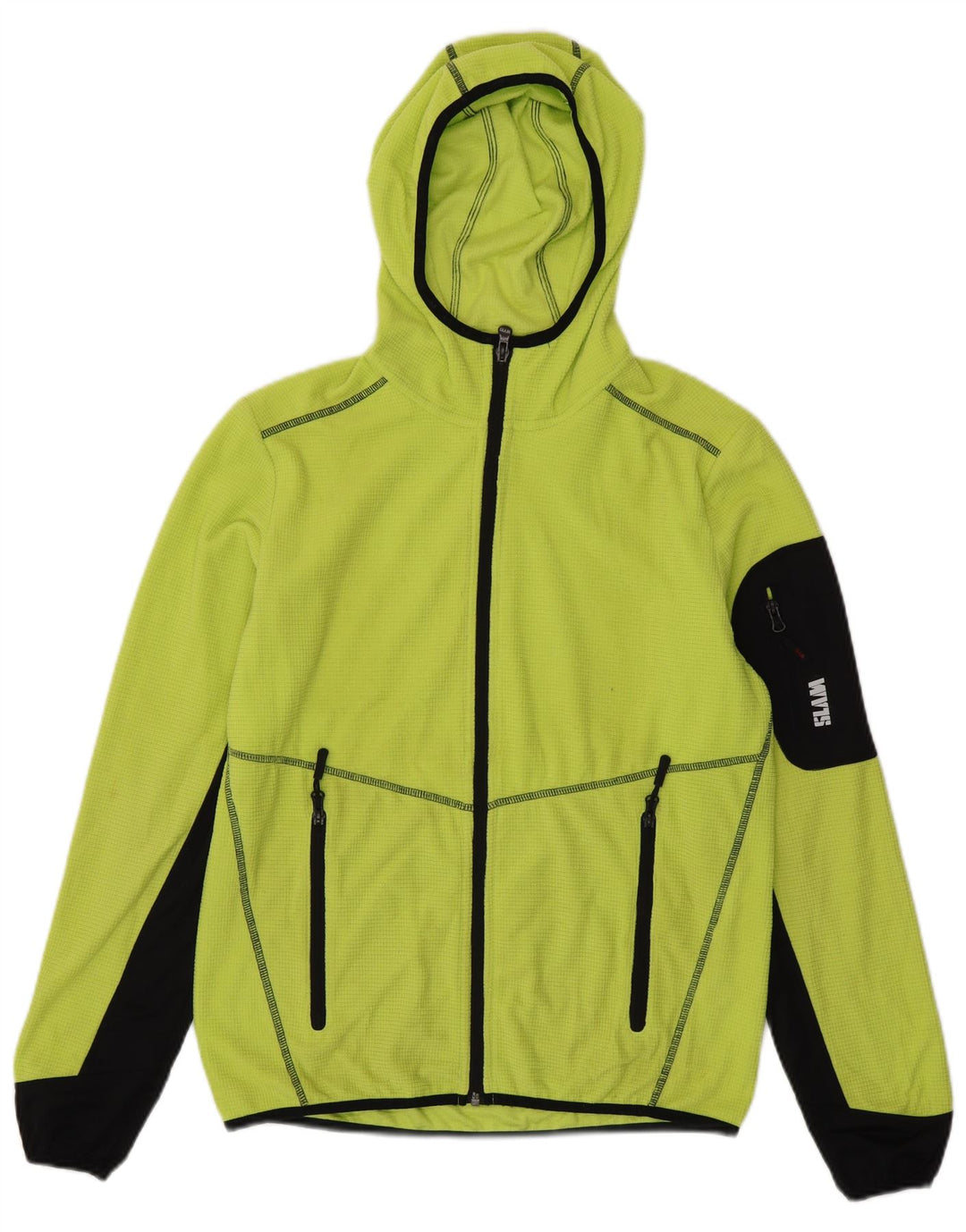 SLAM Pull à capuche zippé pour homme Petit polyester color block vert