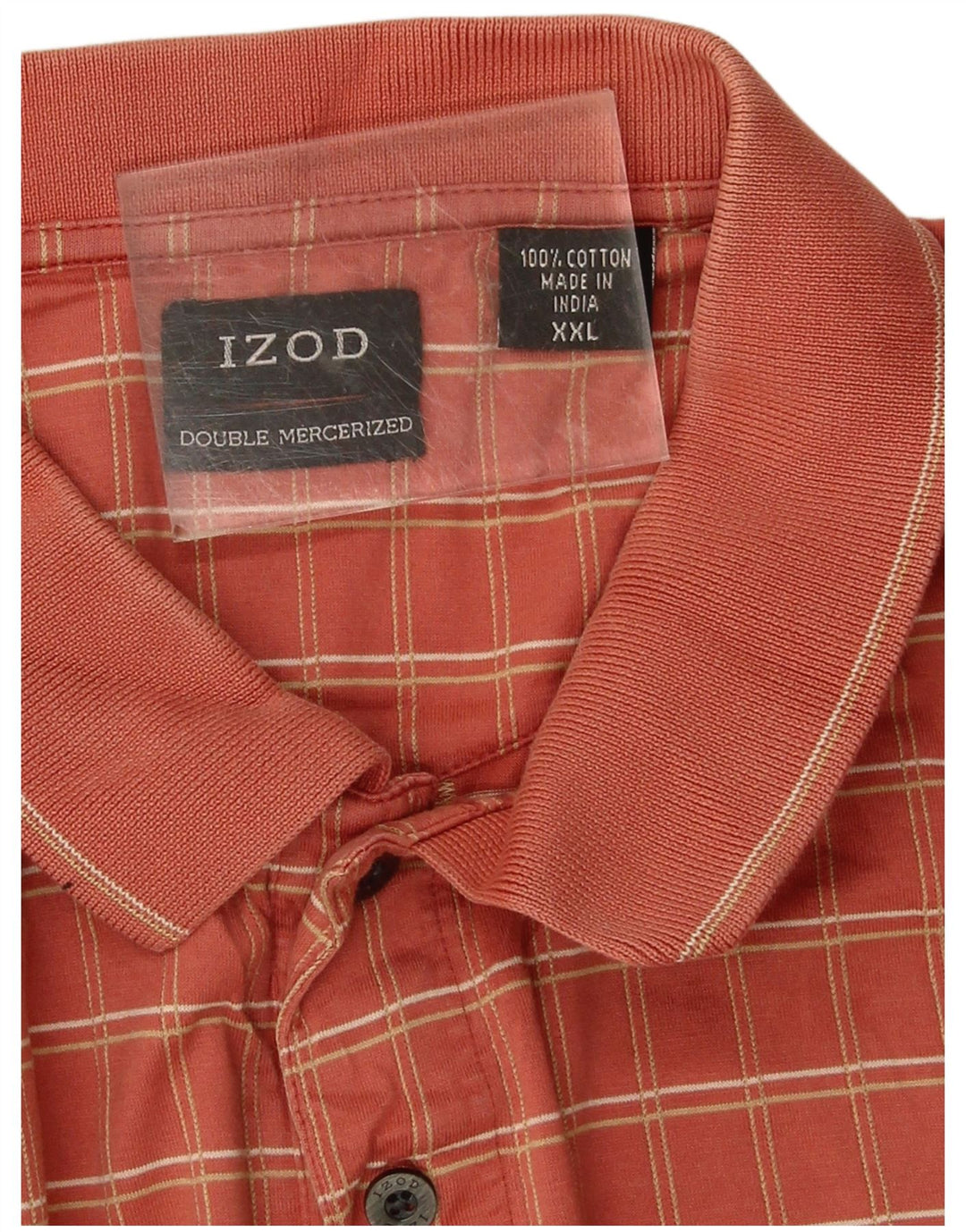 Izod Polo Homme 2XL Coton à Carreaux Orange