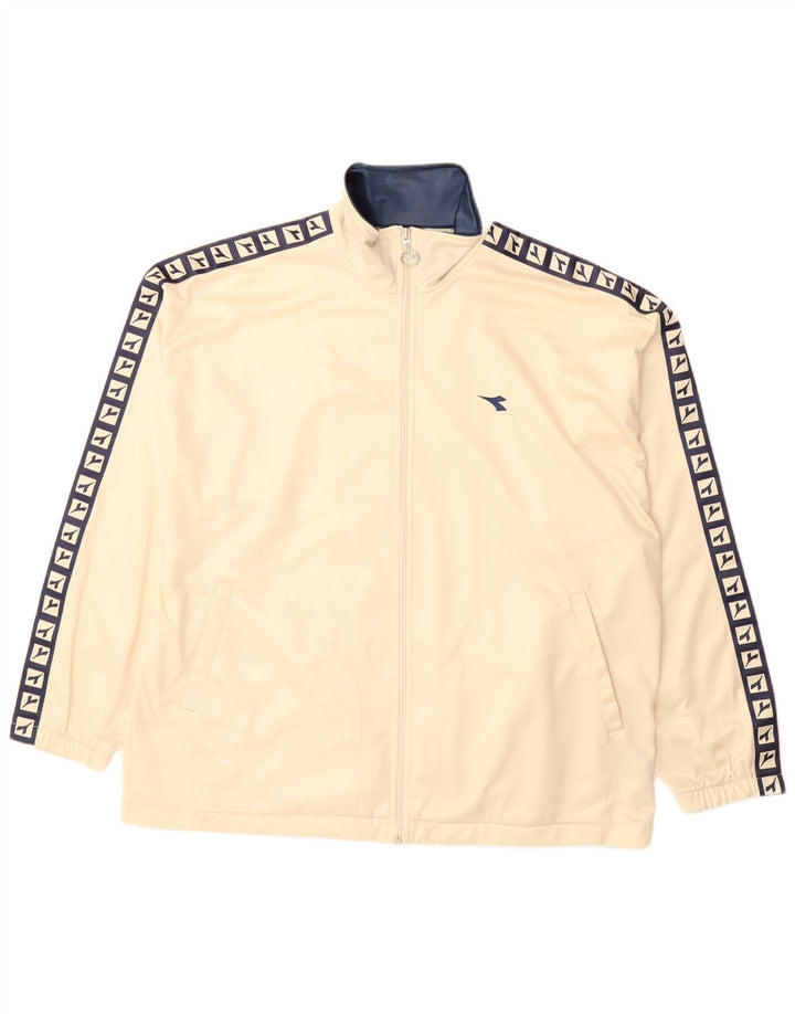 Diadora Veste de survêtement graphique surdimensionnée pour femme UK 14 Large Beige