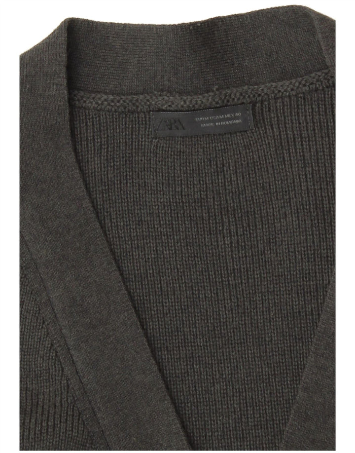 Zara Cardigan entièrement zippé pour homme en coton gris moyen