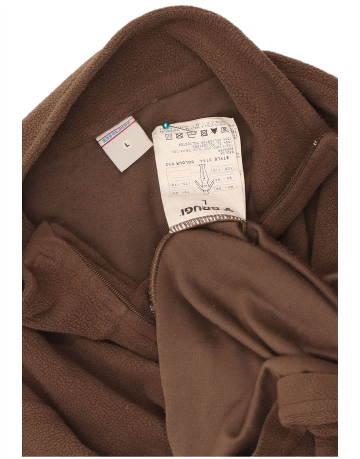 Brugi Pull polaire à col zippé pour femme UK 14 Large Marron Polyester