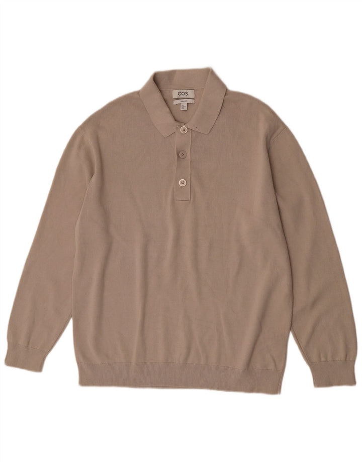 Cos Pull décontracté à col polo pour homme en coton beige moyen
