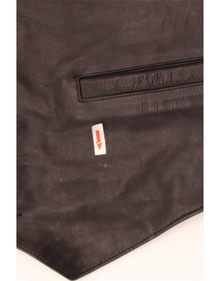 gilet en cuir homme vintage 2XL Noir