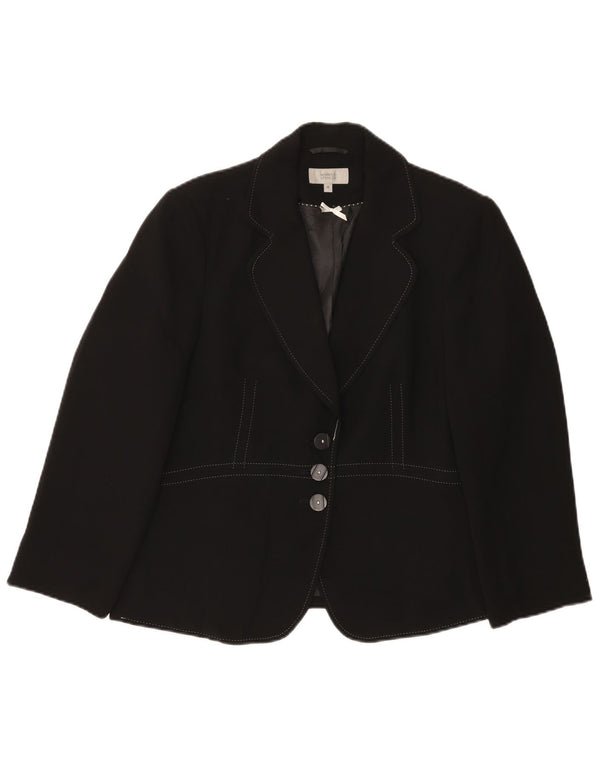 Marks & Spencer Veste blazer à 3 boutons pour femme UK 16 Large Noir Polyester
