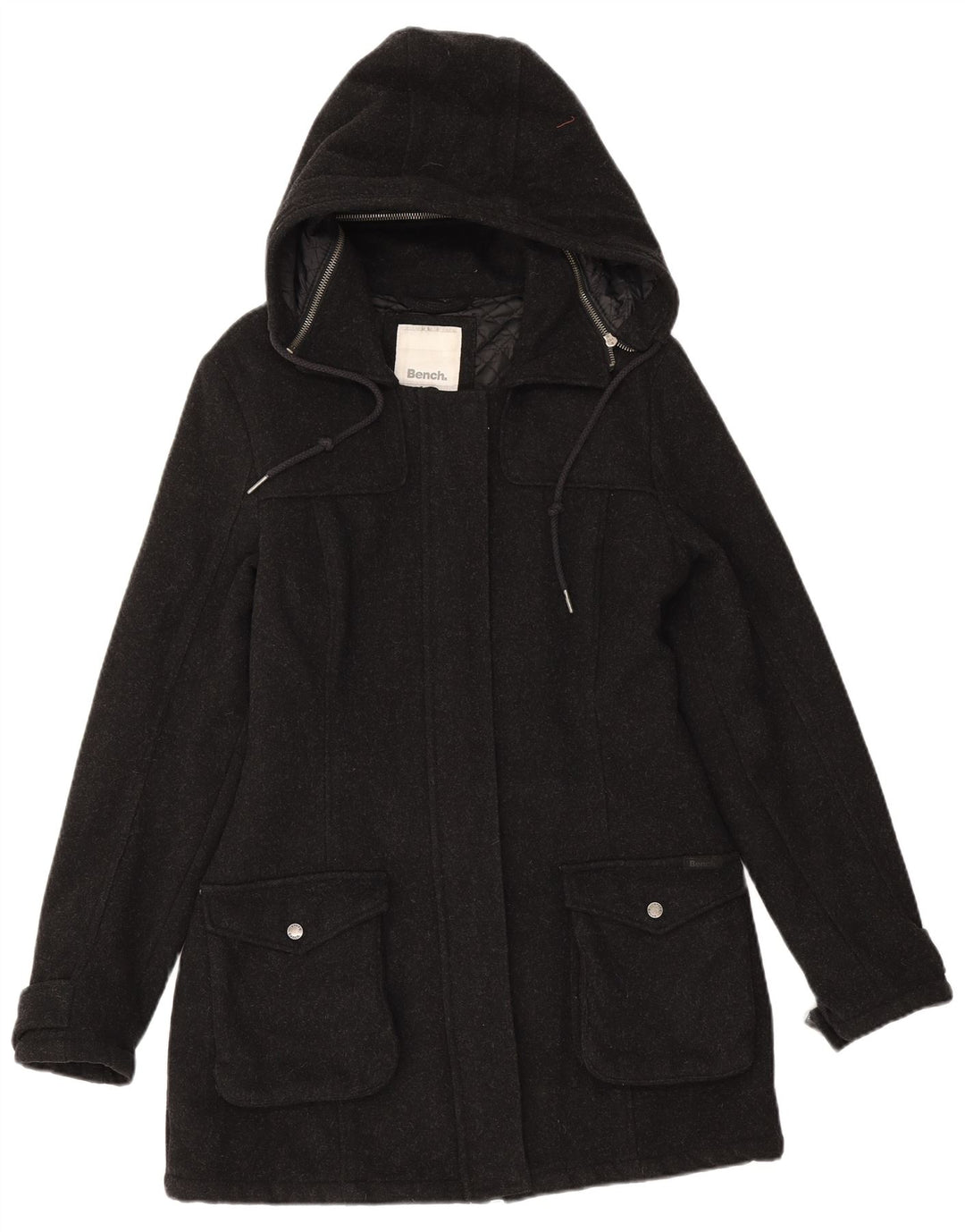 Bench Manteau à capuche pour femme UK 44 Laine noire moyenne