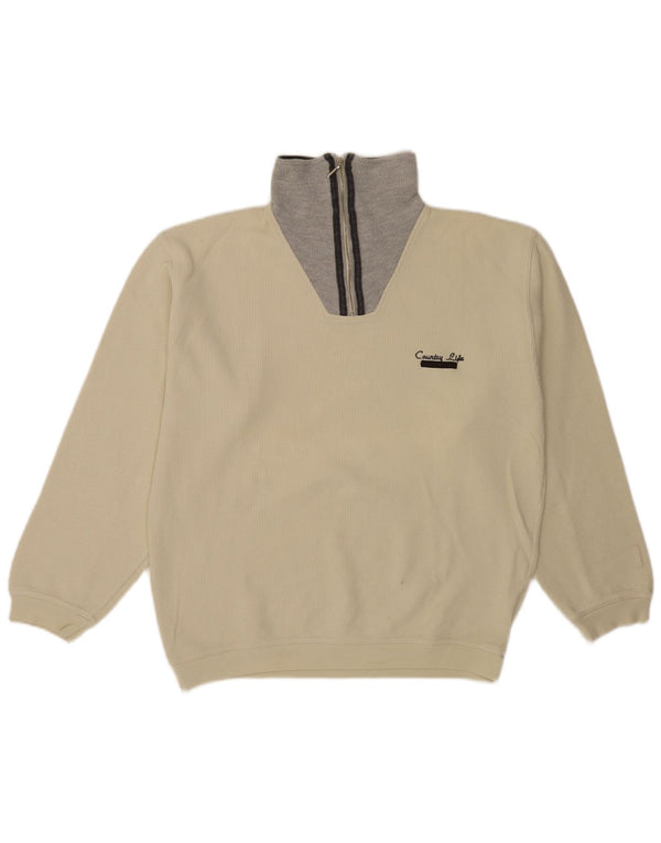 Jockey Pull col zippé pour homme IT 50 Medium Off White Colourblock