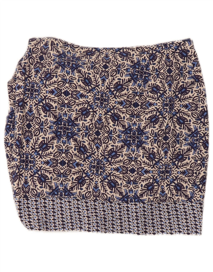 Zara Femme Jupe Portefeuille Petite W26 Coton Floral Bleu