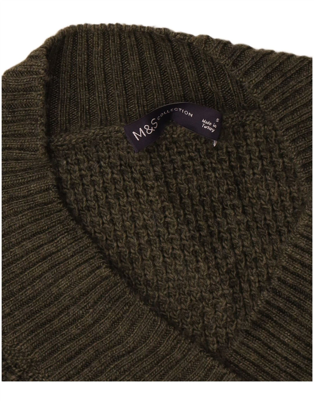 Marks & Spencer Pull surdimensionné à col en V pour femme UK 10 Petit Vert