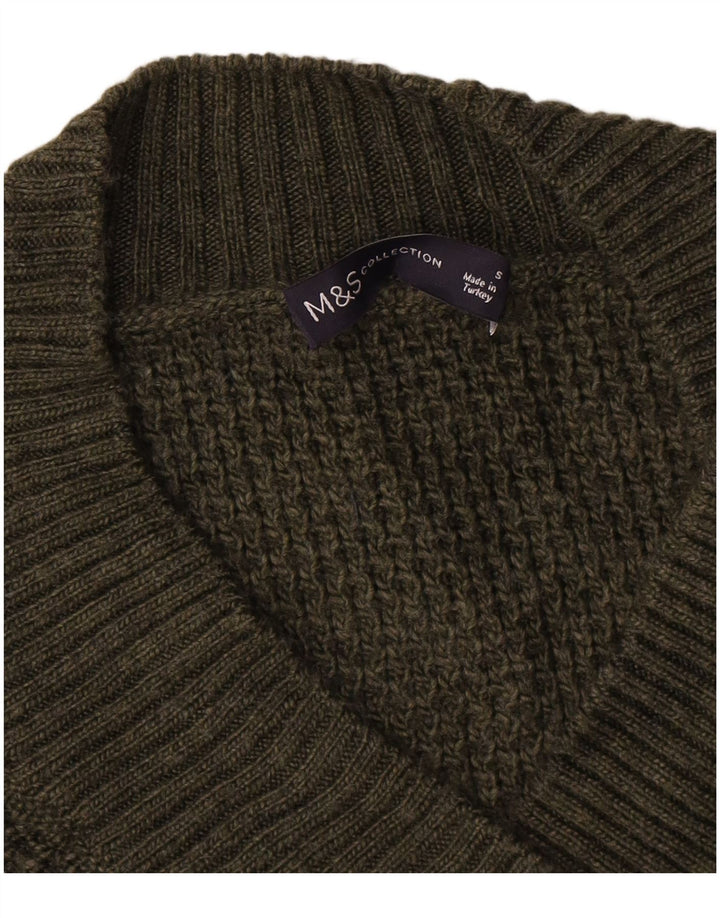 Marks & Spencer Pull surdimensionné à col en V pour femme UK 10 Petit Vert