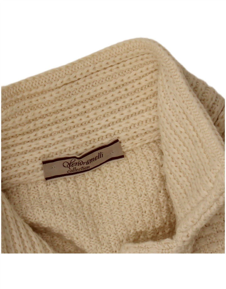 VINTAGE Pull Cardigan Femme UK 14 Beige Moyen