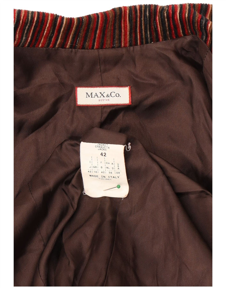 Max & Co. Veste blazer 3 boutons pour femme UK 10 Petit bordeaux rayé
