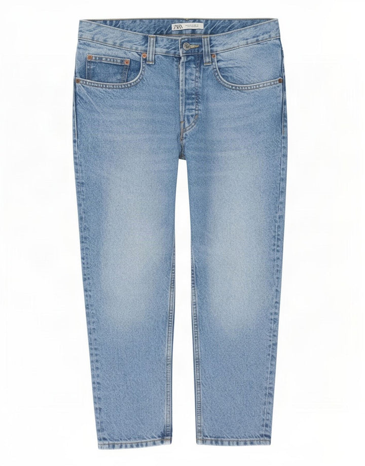 Zara Jean court pour homme Medium W31 L25 Bleu Coton