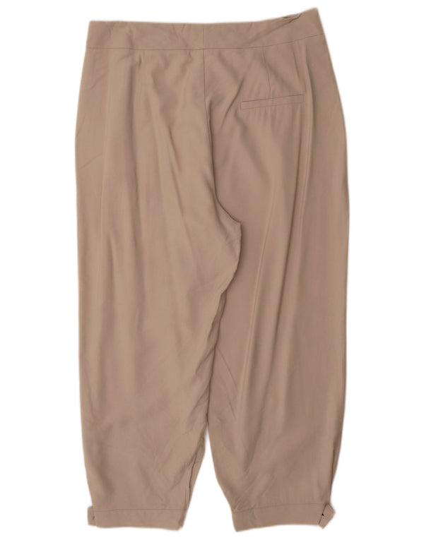 Zara Pantalon Taille Haute Femme XL W36 L28 Beige Viscose