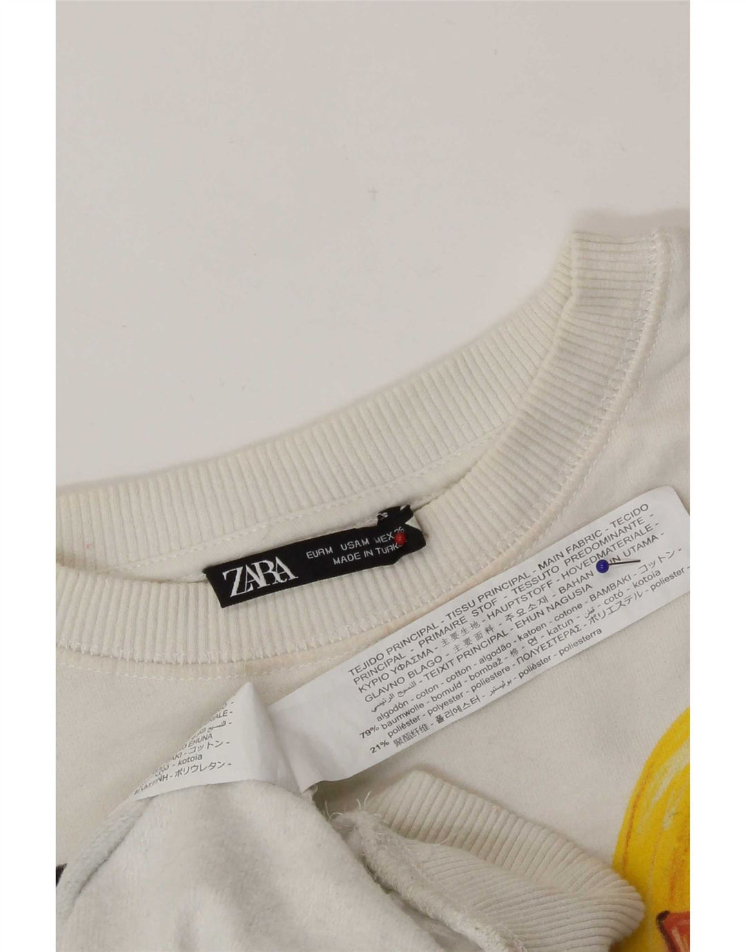 Zara Femme Sweat-shirt à motif abstrait UK 14 Medium Off White