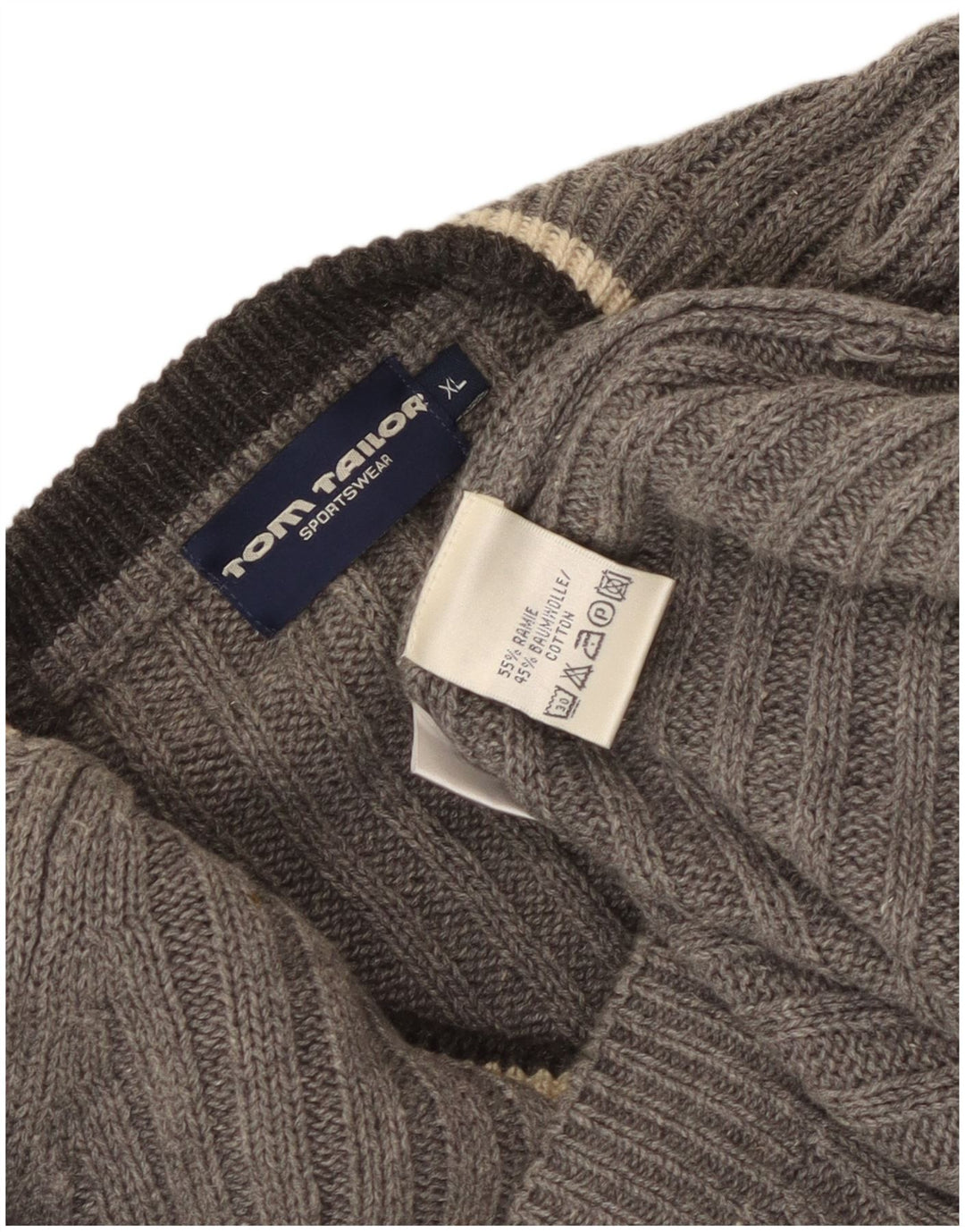 Tom Tailor Pull col V Homme XL Gris Ramie