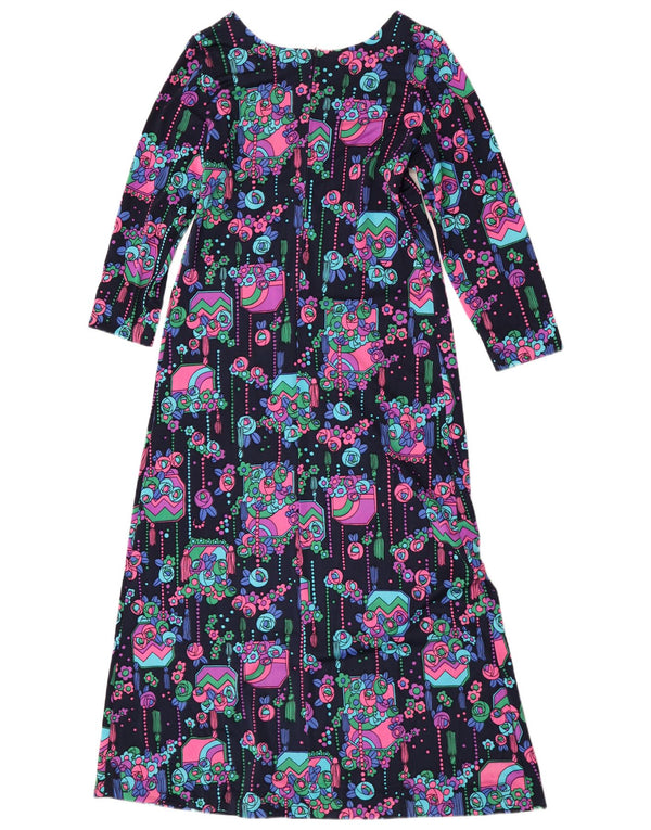 vintage Femme Maxi A-Line Robe IT 44 Moyen Multicolore Floral Rétro