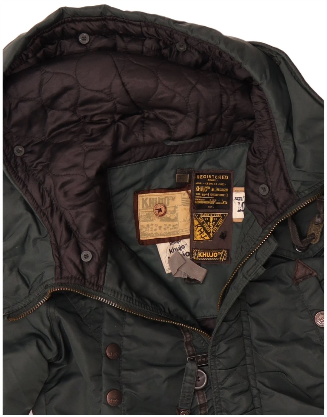KHUJO Parka à capuche pour homme UK 38 Vert moyen