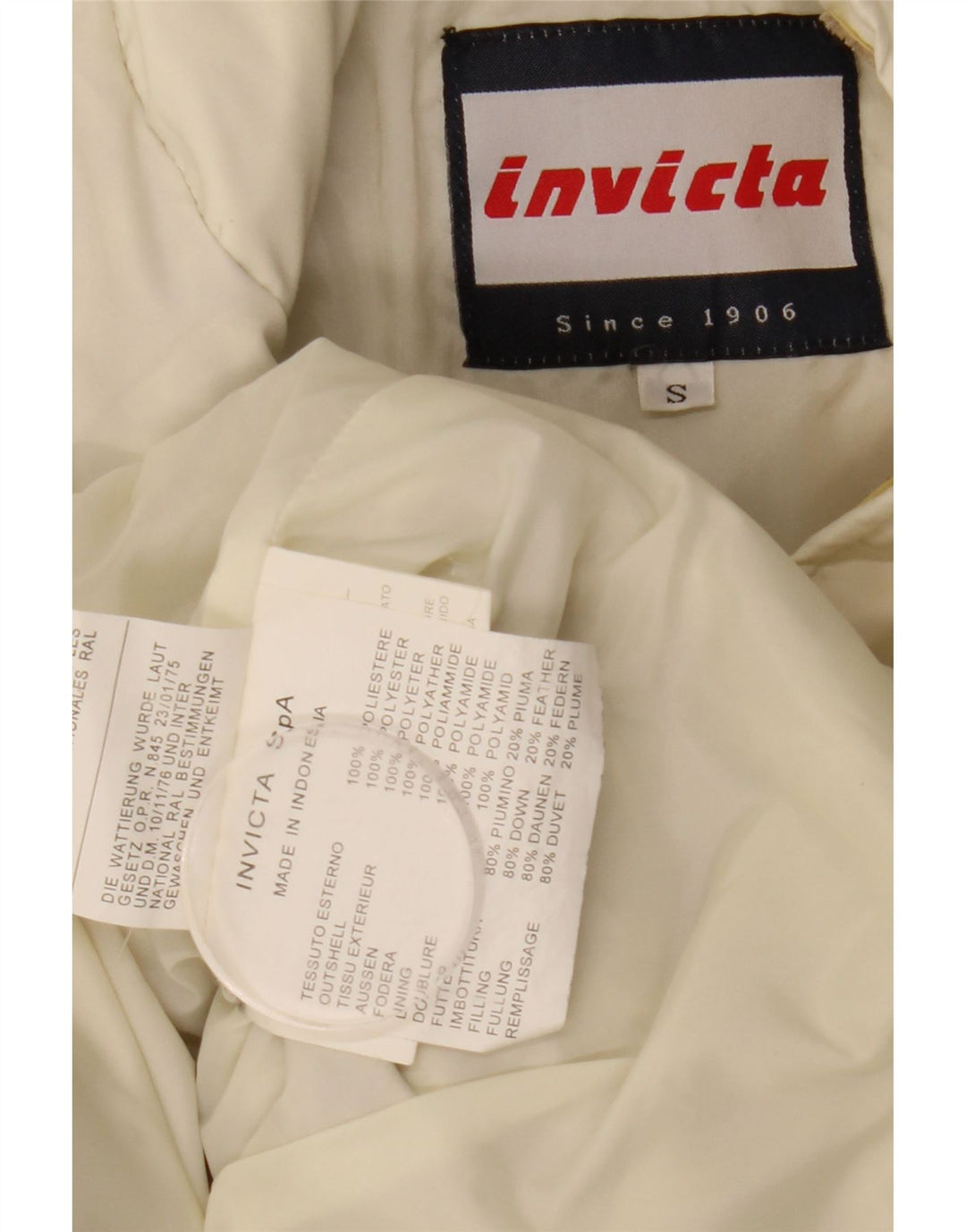 Invicta Veste matelassée à capuche pour homme, coupe ample, UK 36, petit, blanc, polyester