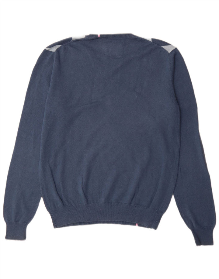 Sun68 Pull col V Homme Bleu Moyen Argyle/Diamant Coton
