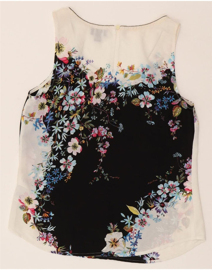Oasis Chemisier sans manches pour femme UK 8 Petit Blanc Floral Polyester