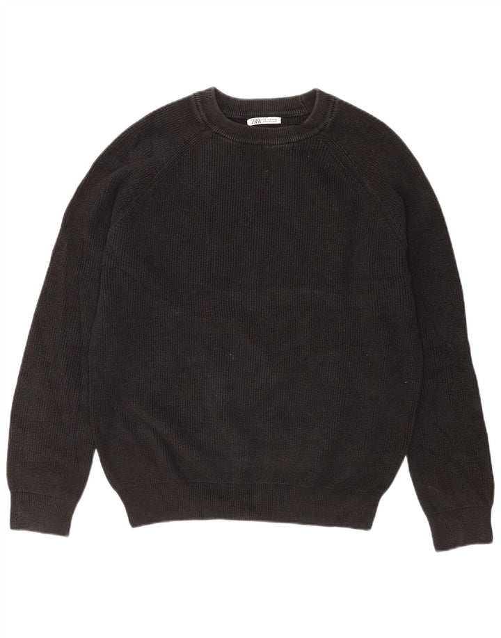 Zara Pull à col rond pour homme en coton noir moyen