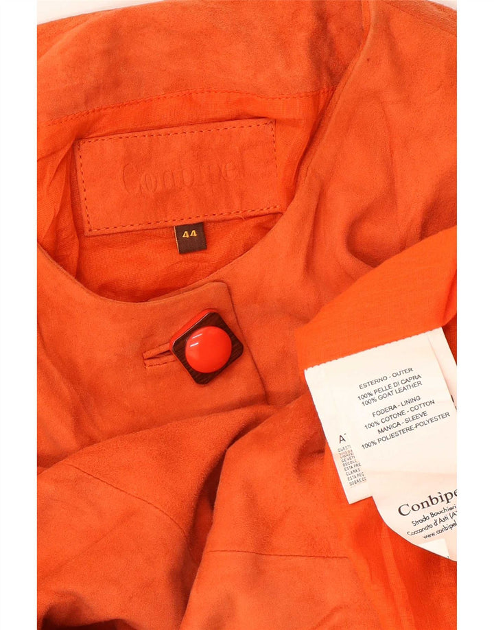 Conbipel Veste courte en daim à manches 3/4 pour femme IT 44 Cuir orange moyen