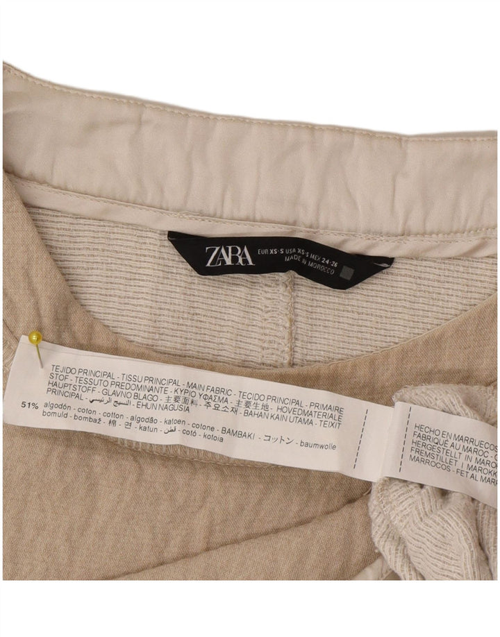 Zara Femme Chemisier Oversize Top UK 6 XS Coton Beige