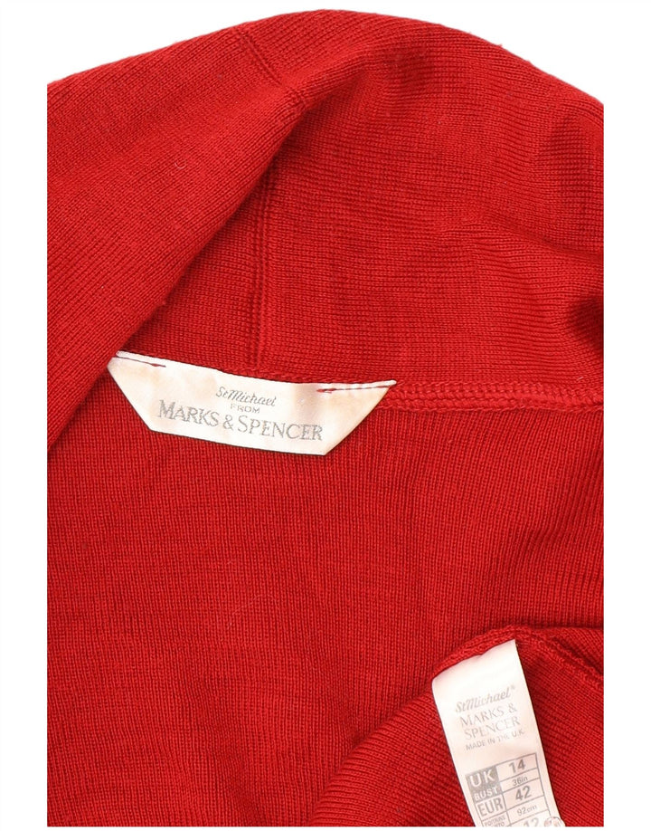 Marks & Spencer Pull cardigan ouvert surdimensionné pour femme UK 14 Large Rouge