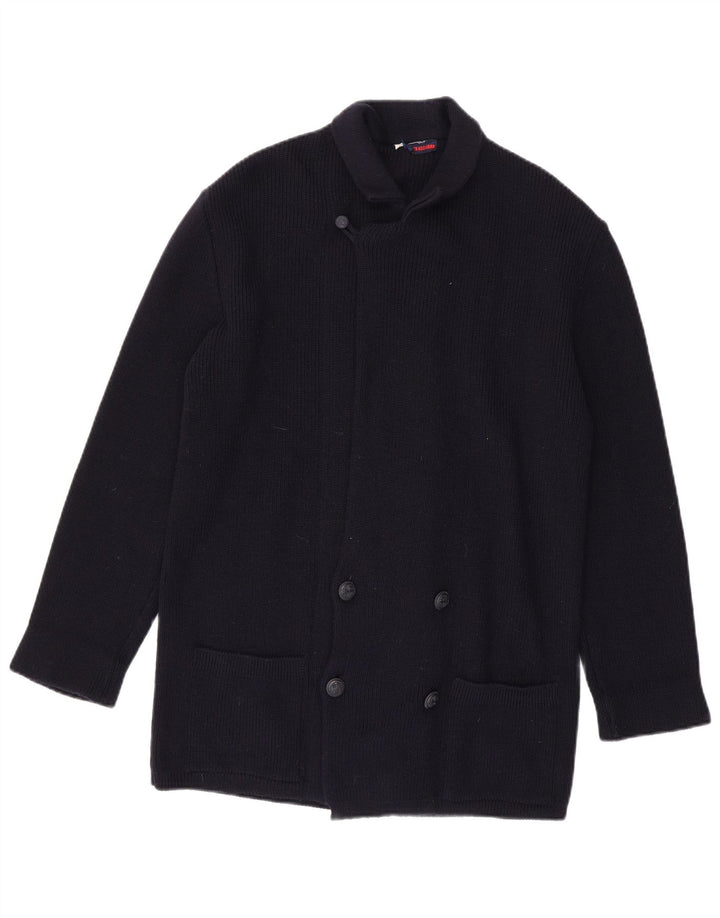Azzurro Cardigan Homme Pull Large Bleu Marine Laine