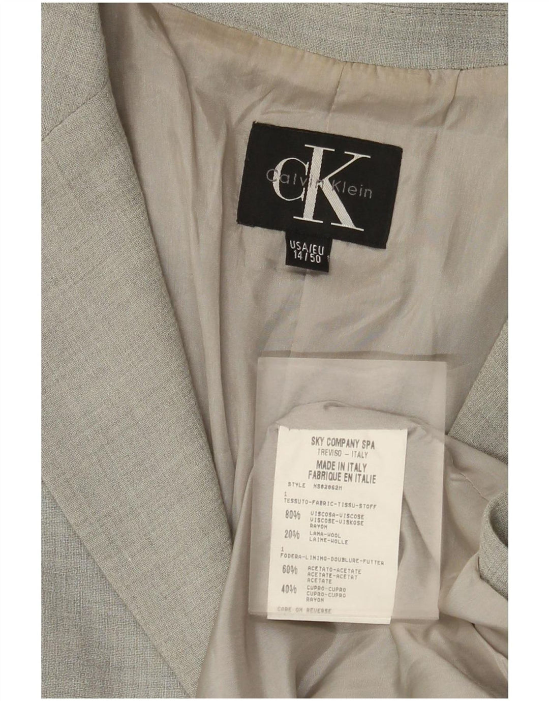 Calvin Klein Veste blazer à 3 boutons pour femme US 14 XL Gris Viscose
