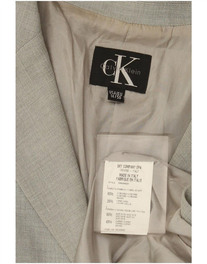 Calvin Klein Veste blazer à 3 boutons pour femme US 14 XL Gris Viscose