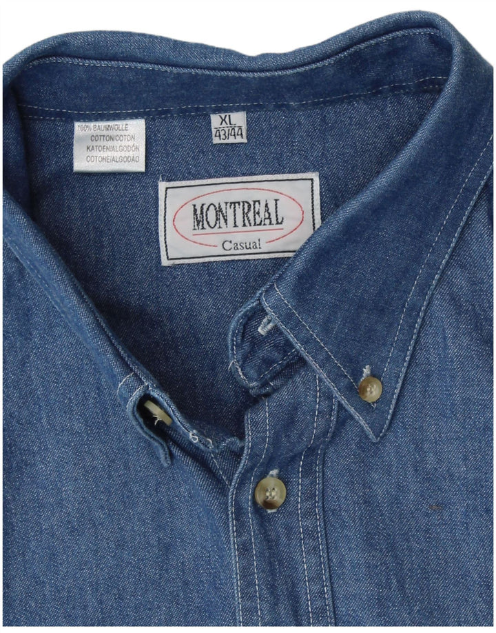 VINTAGE Chemise en denim homme Taille 43/44 XL Coton bleu