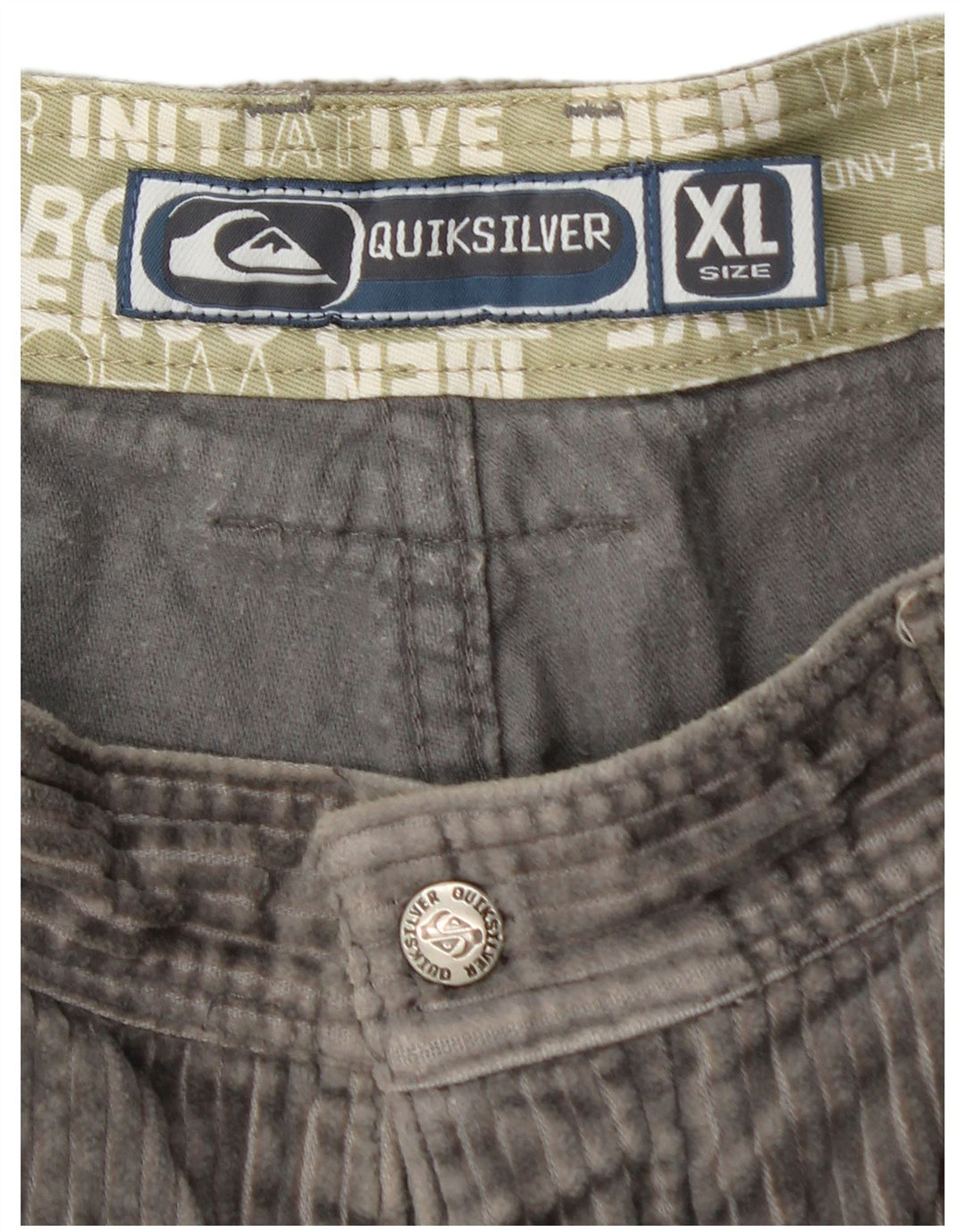QUIKSILVER Pantalon droit en velours côtelé pour homme XL W36 L32 Gris Coton